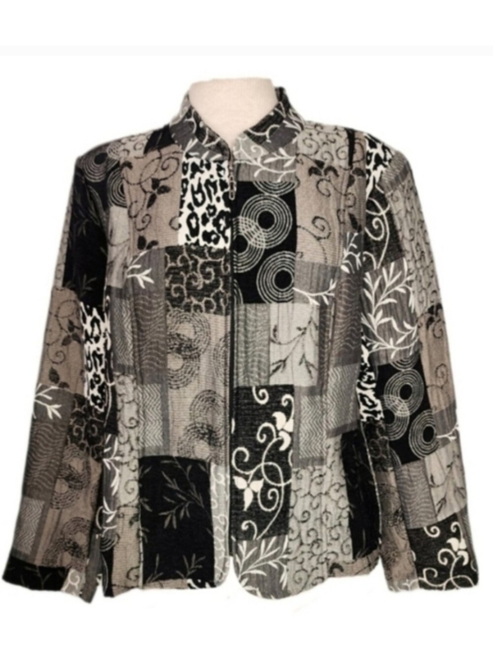 Christopher & Banks Jacket Patchwork Long Sleeve Black Size L